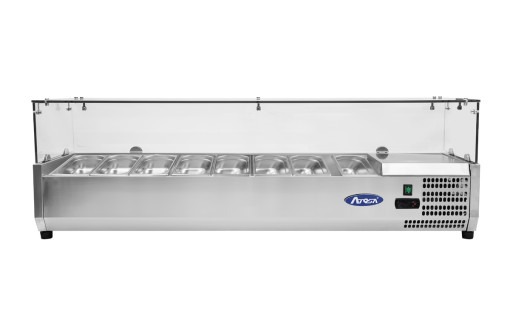 Vitrine réfrigérée à ingrédients 8 bacs GN 1/3 - par haleine vitré ATOSA
