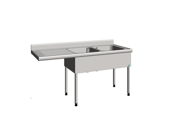 Plonge pour lave-vaisselle encastré 2 bacs avec égouttoir à gauche TOURNUS